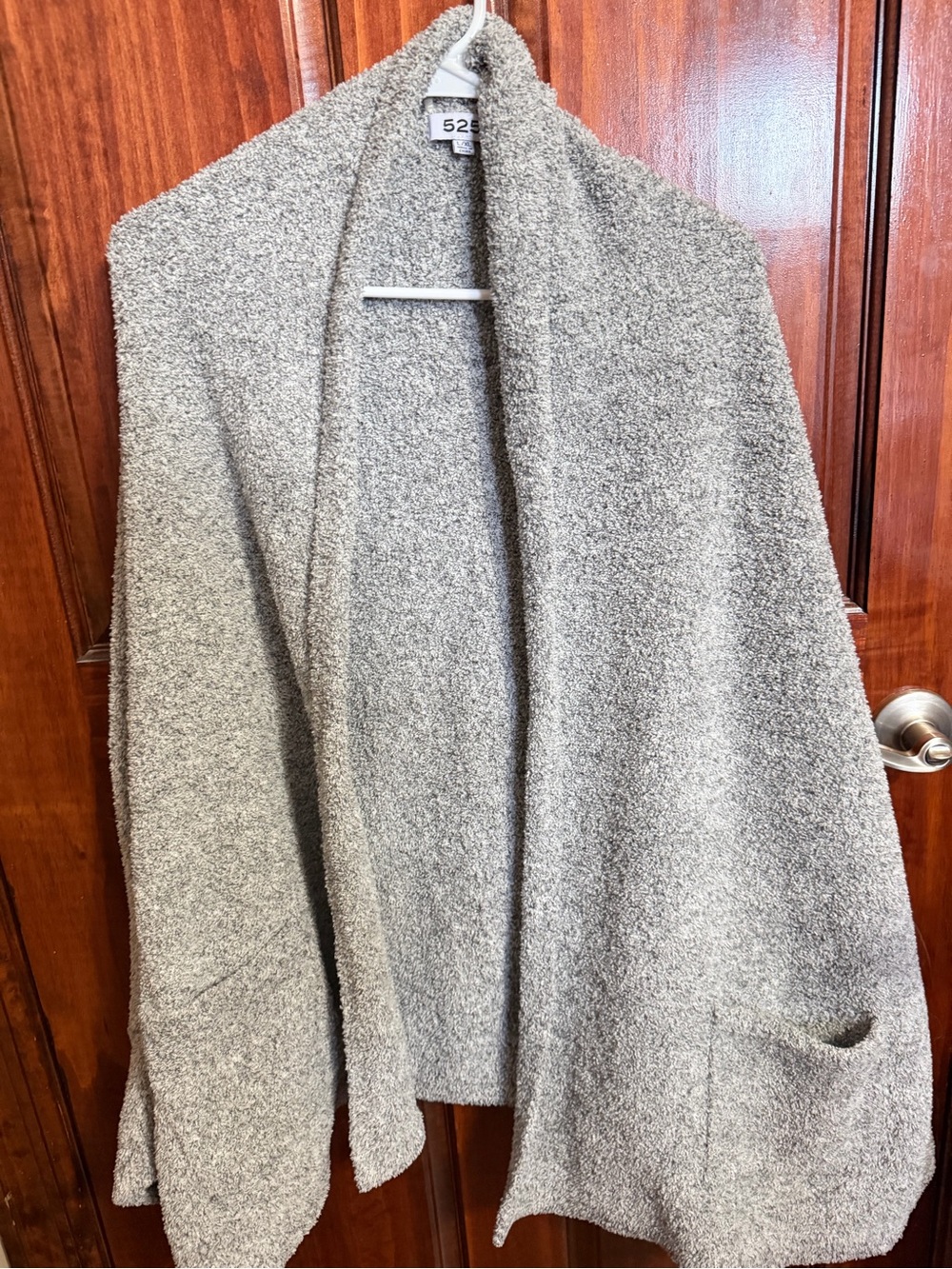 525 America Cozy Cape Wrap Cardigan Light Heather Gray L/XL Open Front Pockets